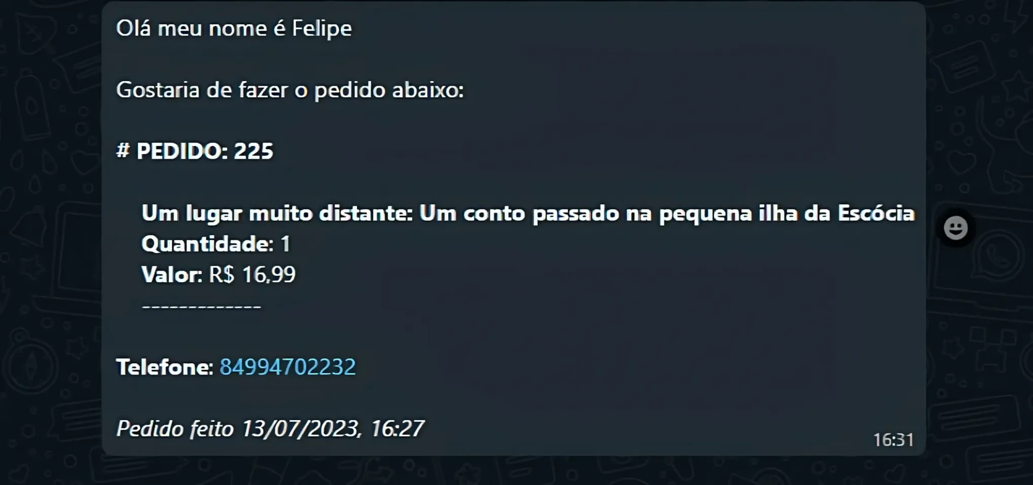 Pedido pelo WhatsApp