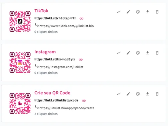 Print da lista de QR Code do Linklist